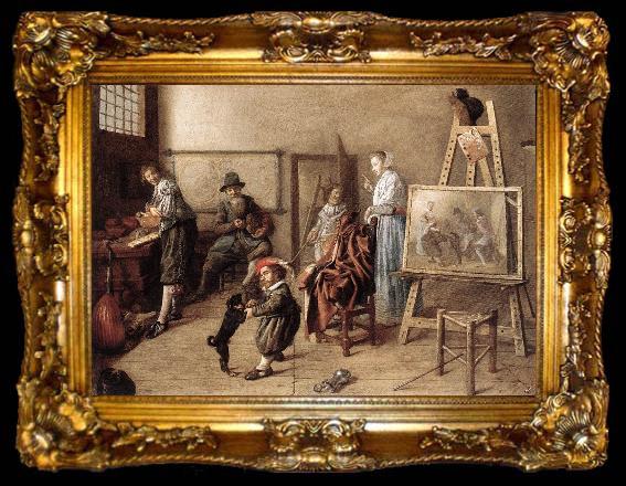 framed  MOLENAER, Jan Miense Painter in His Studio, Painting a Musical Company ag, ta009-2